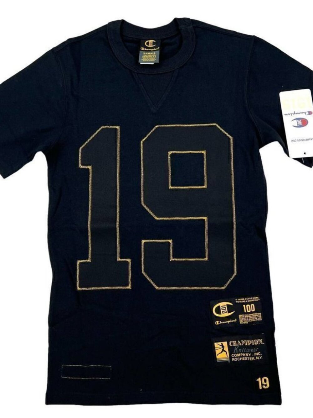 Champion Men Black Century Collection Short Sleeve Decorations Tee Logo US XS - Picture 2 of 10